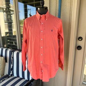 POLO Ralph Lauren Men’s Vintage Coral Cotton Chino Button Down Shirt - Size LRG